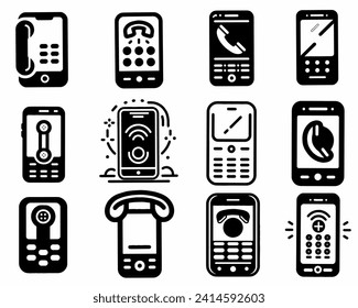 collection icon set of mobile phone in vector 