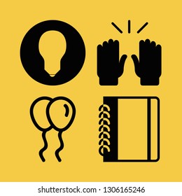 collection icon set with notebook, hands and bulb vector illustration