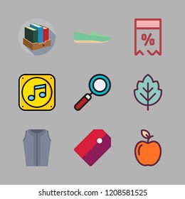 collection icon set. vector set about books, blouse, price tag and tag icons set.