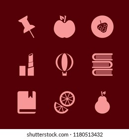 collection icon. collection vector icons set strawberry, apple, balloon and push pin