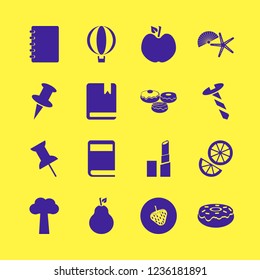 collection icon. collection vector icons set doughnuts, shell starfish, apple and book