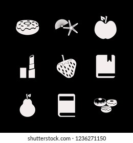 collection icon. collection vector icons set doughnut, shell starfish, book and apple