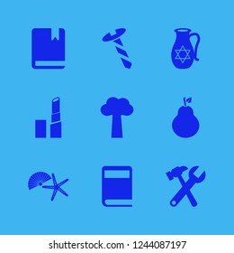 collection icon. collection vector icons set jug with star of david, shell starfish, pear and tree