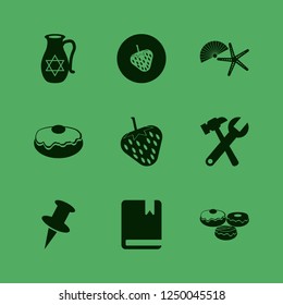 collection icon. collection vector icons set doughnut, jug with star of david, wrench hammer and push pin