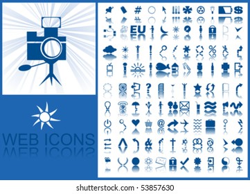 Collection of icon for web design in blue tones