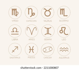 Collection of Icon Zodiac Vintage Vector 