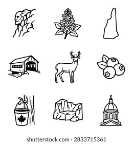 Collection iconic symbols representing