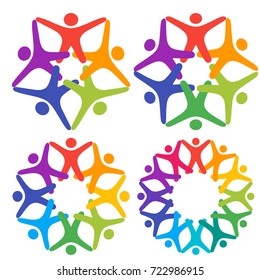 collection of icons for the abstract symbolic with the concept of unity of people