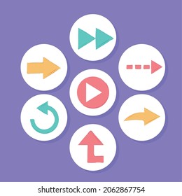 collection icons arrows round style