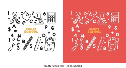 Collection of icons for back to school themed school doodles