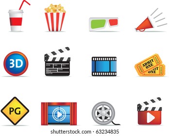 collection of icons based on cinema, film and movies