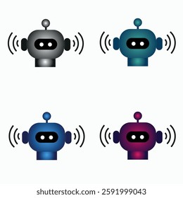 Collection of icons with chat bots in minimalistic style with gradient