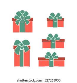 collection of icons with Christmas gifts of different sizes. flat design