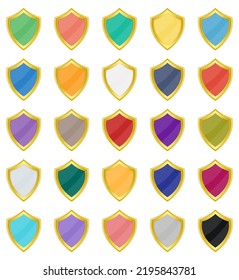 Collection of icons of colored shields.
