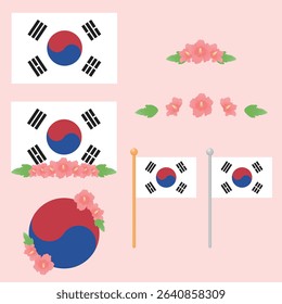 A collection of icons commemorating Korea's Liberation Day