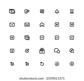 A Collection Of Icons For A Computer Program - Editable Stroke