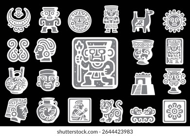 Uma coleção de ícones representando as ruínas da civilização inca