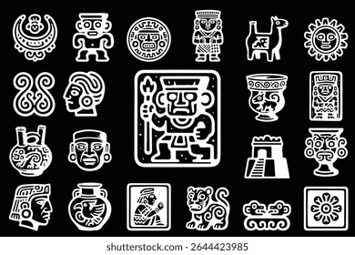 Uma coleção de ícones representando as ruínas da civilização inca