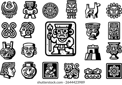 Uma coleção de ícones representando as ruínas da civilização inca