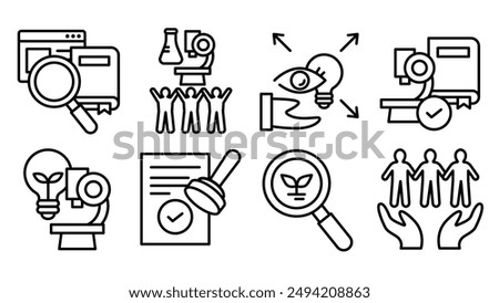 A collection of icons for evaluating potential research questions.