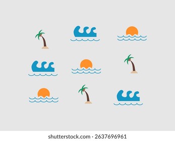 A collection of icons featuring palm trees