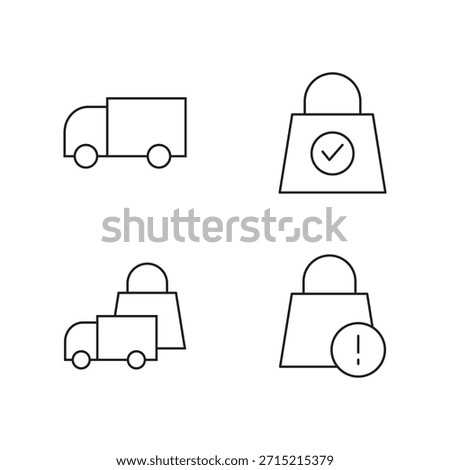 Collection of icons featuring trucks and alert symbols