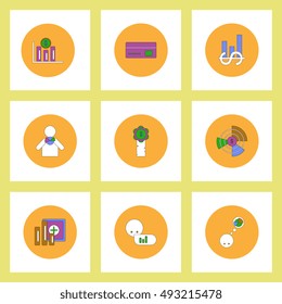 Collection of icons in flat style business statistics