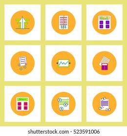 Collection of icons in flat style business items