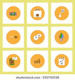 Collection of icons in flat style business statistics