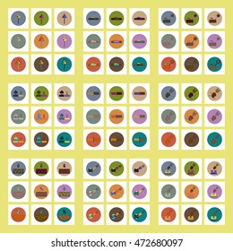 Collection of icons in flat style drought cataclysm