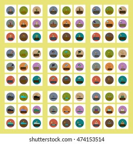 Collection of icons in flat style drought cataclysm