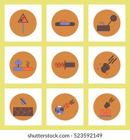 Collection of icons in flat style drought cataclysm