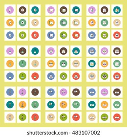 Collection of icons in flat style halloween party decorations