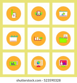 Collection of icons in flat style statistics items