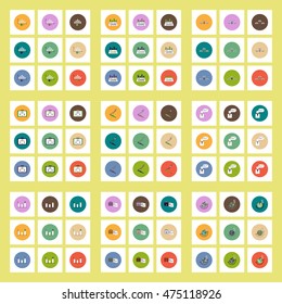 Collection of icons in flat style world gold price statistic