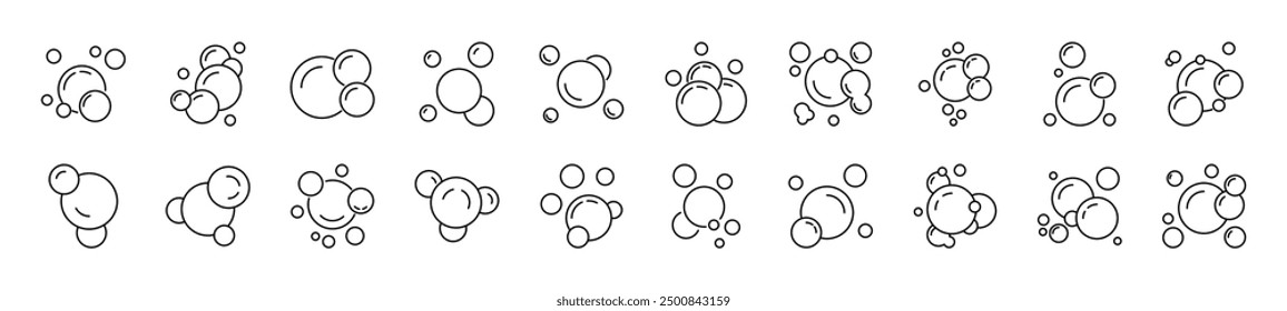 Collection of Icons of Foam. Suitable for books, stores, shops. Editable stroke in minimalistic outline style. Symbol for design 