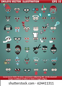 Collection of icons in the form of smiles. Collection of smileys