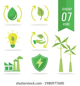collection of icons green ecology