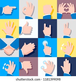 Collection of icons with hand gestures. Vector illustrations. Eps 10.