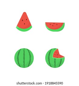 collection of icons or illustrations of watermelon fruit. watermelon pieces. flat style. sticker vector design