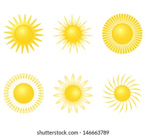 collection of icons with the image of the sun. vector 