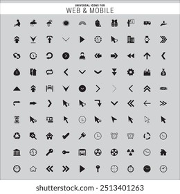Una colección de iconos que incluyen Web y móvil.