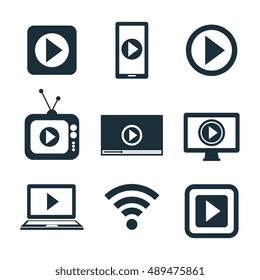 collection icons live streaming desing graphic