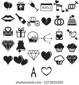 A collection of icons for love and marriage.