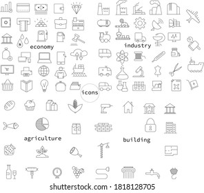 a collection of icons on different themes. vector illustration design in line style. total 91 icons