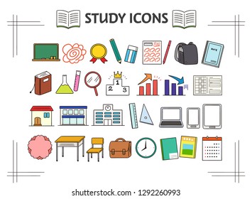Collection of icons on education