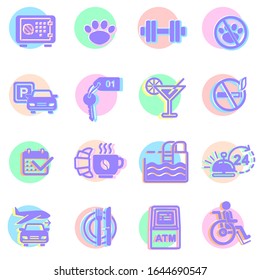 Colección de iconos sobre el tema de los hoteles