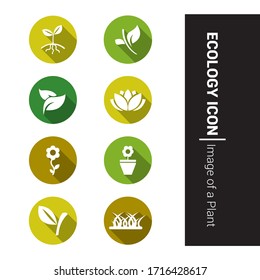 Collection of icons for plant care. Green icons.