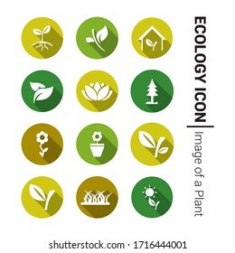 Collection of icons for plant care. Green icons.