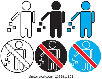 collection of icons prohibited from throwing rubbish
